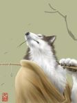  canine fishing grass rod simple_background solo yoshita_inuno 