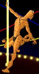  cheetah dancing feline jewelry male necklace pole_dancing rave solo spots stripper tail thong unknown_artist 