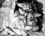  book campfire canine couple female fennec fox male mekoryuk pencils reading 