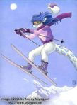  blue_hair feline female goggles hair kacey kacey_(character) outside scarf skis snow snow_leopard solo winter 