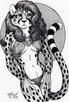  bikini black_and_white cheetah feline female monochrome skimpy solo terrie_smith 