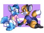  blue_eyes canine diaper fox hand_holding infantilism kalida male red_eyes smile tail 
