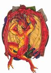  bloodhound_omega breasts dragon female horns nude on_back pillows pussy scalie solo wings 