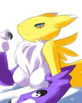  breasts canine chest_tuft digimon female fox idranar looking_at_viewer lying on_front renamon solo 