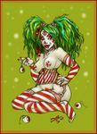  arm_warmer bethany_sellers boogle chubby clown corset dreadlocks female green_hair hair jewelry paint purple_skin skimpy solo stockings xmas 