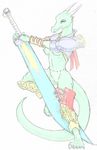  armor breasts dragon female salamander_(artist) scalie weapon 