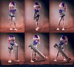  3d lagomorph navel purple_hair rabbit short_shorts stroggtank 