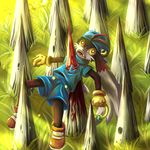  blood death fatality guro hat impaled klonoa male open_mouth solo spike spikes violence 