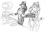  burning canine cat cooking feline female fire fox kerra kitchen laugh male mike_cochran panties puma scott_ruggels sketch smoke underwear 