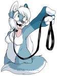  bloo blue canine collar cute leash smile solo tail tongue_out walkie 