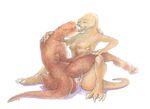  2010 breasts couple cum eyes_closed female fondling frottage grope kaputotter kissing komodo_dragon lesbian lizard monitor_lizard nude otter pussy scalie sex spreading tribadism white_background 