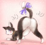  a_cat_is_fine_too blush bow breasts butt cat collar feline female melonleaf open_mouth pose presenting solo 