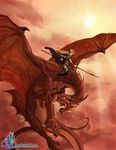  dragon female neondragon polearm rider saddle scalie spear tail wings 