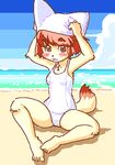  canine female fox kin-shun mammal one-piece_swimsuit seaside solo swimsuit tail 