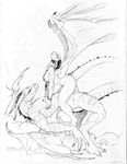  2007 ankh breasts cum cum_in_pussy cum_inside dragon drakkor ear_piercing earring female horns male necklace necrodrone nude on_back penetration piercing raised_tail scalie sex side_boob sketch straight tail vaginal vaginal_penetration wings 