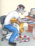  blonde_hair computer dark_hair eyes_closed fellatio female gamer hair kneeling male oral oral_sex penis raganzi rat ratcandy rodent sex shoes shorts sitting straight team_fortress_2 topless 