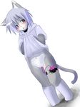  blue_hair blush cat cub fang feline female hair icefrogs pussy sex_toy short_hair solo tail vibrator 