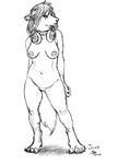  2008 breasts collar ear_piercing earring ebonytigress female hyena jinxis nude piercing sketch solo white_background 
