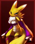  canine digimon female fox nancher renamon solo standing yellow 