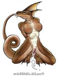  2007 after_sex breasts brown claws crouching cum cum_in_pussy cum_inside cum_pool cum_taste dinosaur dragon female frill half-closed_eyes hot looking_at_viewer messy nipples nude onissarle pussy scales scalie solo ssthisto tail wet white white_background 