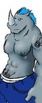  blue horns muscles pockets rhino shorts solo tattoo xero_(character) 