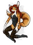  2008 cat corset countershading feline female hybrid meph pac pinup skunk solo stockings white_background 