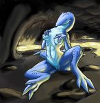  blue breasts cave dragon female nude ozoneserpent pussy scalie solo spread_legs spreading 