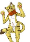  blush cry erection feline kosian male penis scarf solo stripes tail tauk tears tiger white_background 