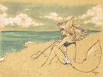  &hearts; ajna beach bikini canine feline female fox hybrid risu-chan seaside skimpy skirt solo tiger wings 