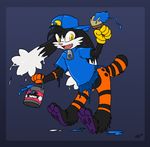  background_gradient klonoa male paint paws smile solo spookaboo stripes transformation wet 