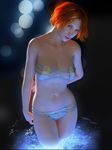  bikini bokeh cgi female freckles human lighting midriff not_furry red_hair skimpy solo water 