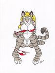  bikini breasts cat feline female kwik nude presenting pussy skimpy solo undressing white_background 