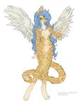  angel blue_hair feline female hair melissa_o&#039;brien nude pose solo tail wings 