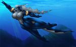  armband breasts dragon female horns muscles nipples nude ocean scalie sea sea_dragon solo swimming tail underwater unknown_artist water 