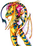  2006 anus breasts dragon female horns nude pussy raised_tail scalie side_boob solo tail uaykan wings 