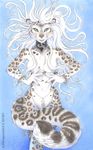  &hearts; 2010 belly_chain choker coloured_background feline female flowing_hair nude shinigamigirl snow_leopard solo tame 