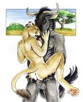  bovine feline female gnu heather_bruton hunter lion male nude predator_prey_reversal sex unusual_anus_placement 