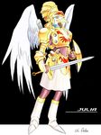  aerogryph armor avian female shield solo sword weapon wings 