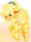  all_fours anus blonde_hair blue_eyes canine cub dog female hair ponytail pussy solo tail tears tetetor-oort yellow 田代憂 