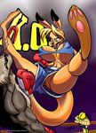  big_breasts boxing_gloves breasts canine female jilo jumping kangaroo ko male marsupial pussy snake tail wardrobe_malfunction 