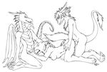  2009 ass_up breasts canine dragon eyes_closed fellatio female from_behind horns kcravenyote knowntobite male nude on_front oral oral_sex penetration penis raised_tail razr_(character) scalie sex side_boob sketch straight synkardis tail threesome vaginal vaginal_penetration white_background wings wolf 