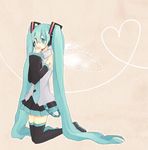  aqua_eyes aqua_hair bad_id bad_pixiv_id boots detached_sleeves hatsune_miku headset kneeling long_hair mui necktie skirt solo thigh_boots thighhighs twintails very_long_hair vocaloid wings 