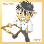  black_hair brown_eyes hair male pencil ryuu_majin san_renard short_hair solo 