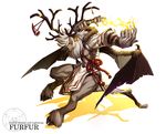  antlers furfur hooves horns kyosaku magic male solo white_background wings 