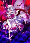  aya003030 bat bat_wings checkered checkered_floor hat highres red_eyes remilia_scarlet short_hair solo too_many too_many_bats touhou wings 