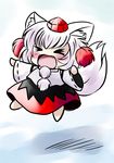  &gt;_&lt; absurdres animal_ears chibi closed_eyes hat highres inubashiri_momiji open_mouth solo tokin_hat touhou white_hair wolf_ears yume_shokunin 