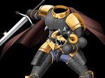  1girl armor cape dullahan headless helmet ikazuchi_no_senshi_raidy lightning_warrior_raidy solo sword weapon zyx 