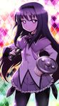  akemi_homura black_hair explosive hairband long_hair magical_girl mahou_shoujo_madoka_magica pantyhose purple_eyes purple_hair shield solo tomoyohi 