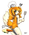  anthro anus breasts canine carrot carrot_dildo chef dog duo female food_play hat improvised_dildo mammal mnxenx001 plain_background pussy raised_tail side_boob tail white_background 