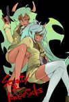  demon_girl double_gold_lacytanga glasses gun horns kneesocks_(character) kneesocks_(psg) panty_&amp;_stocking_with_garterbelt red_skin scanty scanty_(psg) smile weapon 